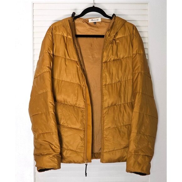 Madewell Men's Golden Brown Polyester Packable Puffer Jacket Size Medium 1754 - Picture 5 of 12
